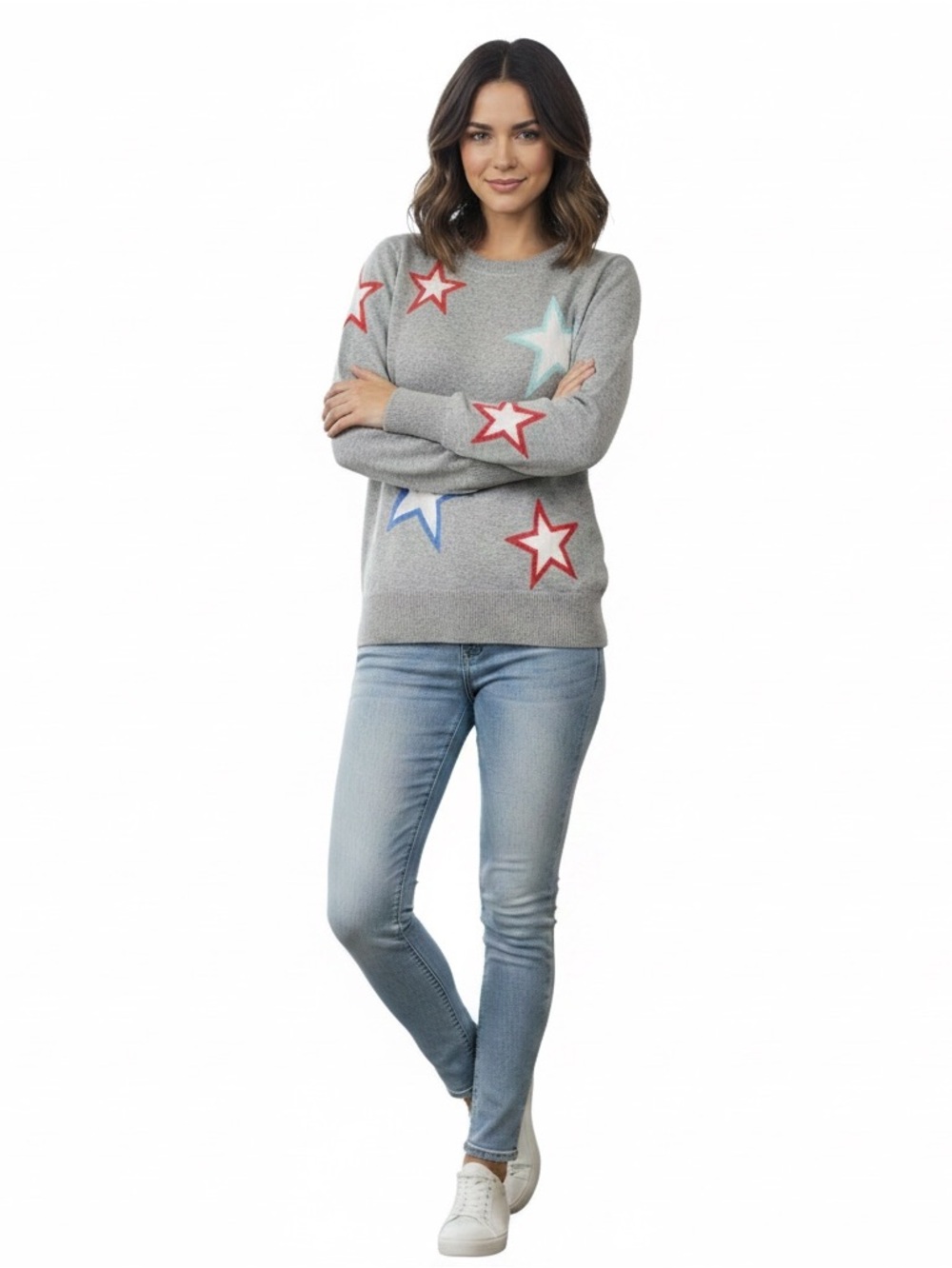 NWOT....Womens Time & Tru light sweater. With star motif. SZ XL